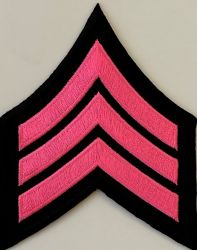 "SGT" SERGEANT PINK on BLACK CHEVRONS - SOLD in PAIRS
